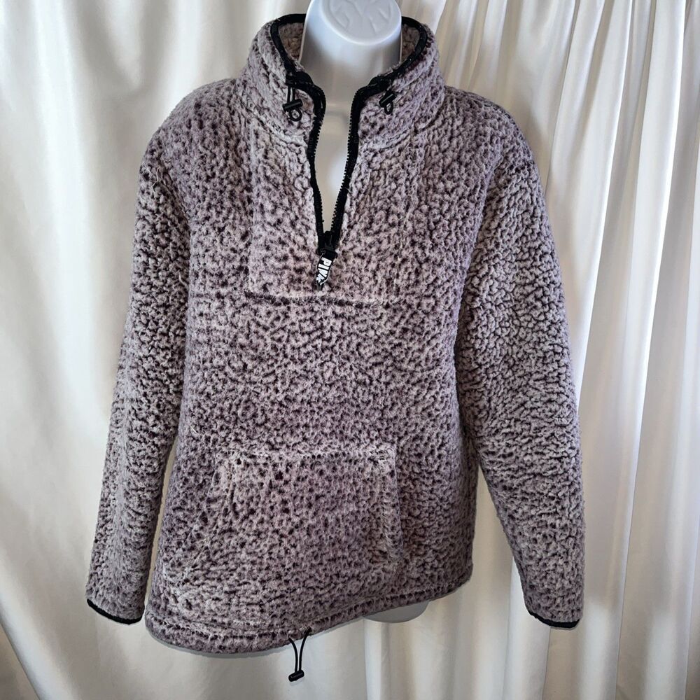 Victorias Secret Pink Woman’s Sherpa Quarter Zip Pullover Purple Size M